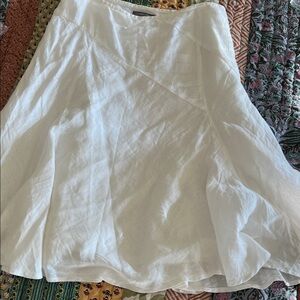 Loft White Lined Linen Skirt, EUC, 8